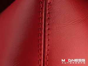 FIAT 124 Spider Gear Shift Boot - Black Italy - Red Leather w/ Red Stitching